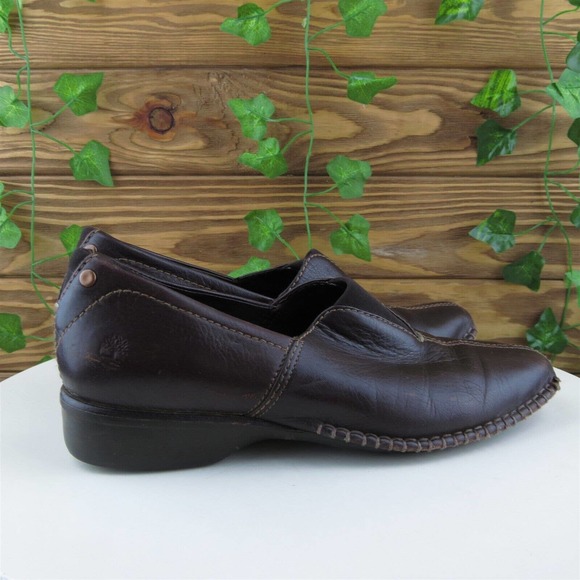 Timberland Size 7.5 Slip-On Brown Leather Medium (B, M) Comforia Slip On Women - Picture 5 of 11